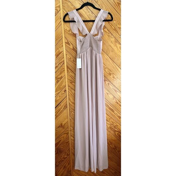 Show Me Your Mumu June Bridesmaid Wedding Maxi Dress in Neutral Mauve Chiffon - Picture 13 of 15